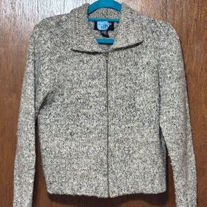 Pronto Women's  Gray Wool Blend Cardigan Zip Up Sweater Size M